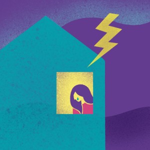Woman at window of a house